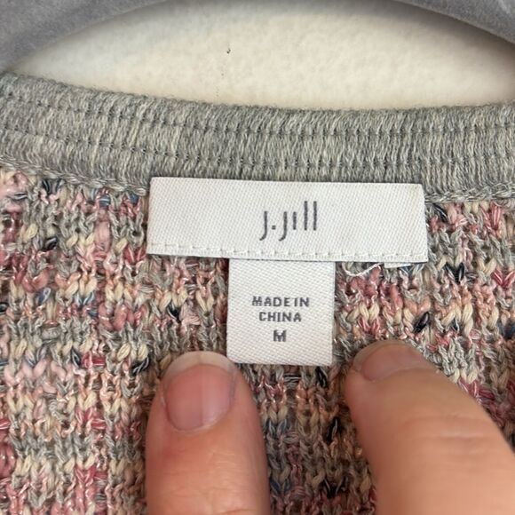 J. Jill Women Tweed Pink & Gray Cardigan Sweater blazer  Textured Multicolor MED - Picture 5 of 10